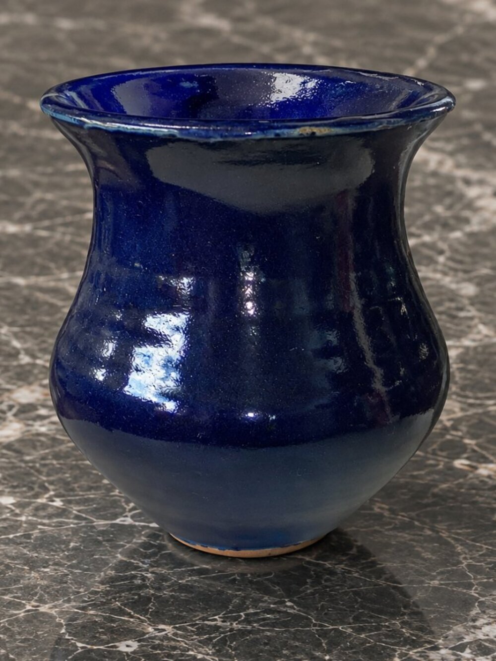 Handmade Cobalt Blue Ceramic Gloss Vase Signed Studio Pottery 5" Tall
